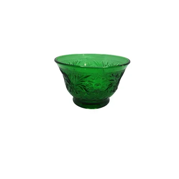 vintage anchor hocking forest green glass custard/ice cream bowl - Picture 4 of 5